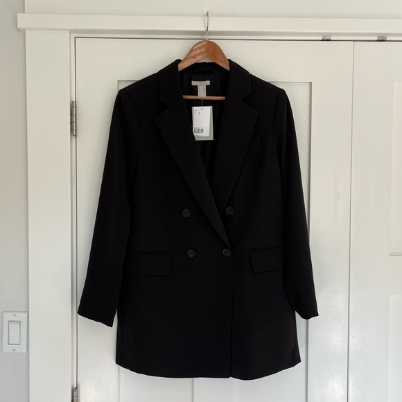 H&M Double Breasted Blazer Jacket Sz M - Picture 3 of 7